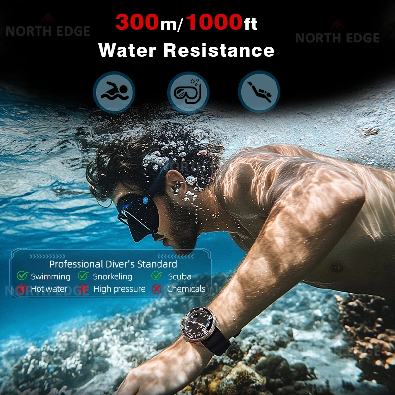 Affordable Titanium Solar Diving Watch for Men | NORTH EDGE TRITON-TI 300M